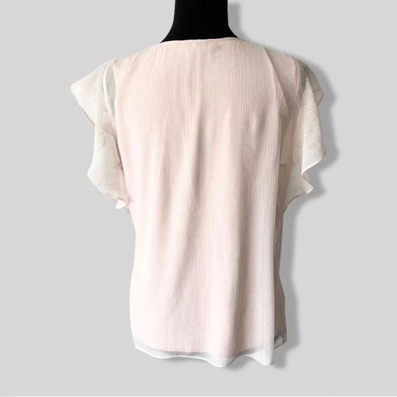 Vince Camuto RUFFLE  SLEEVE LUREX STRIPE TOP - Picture 3 of 12